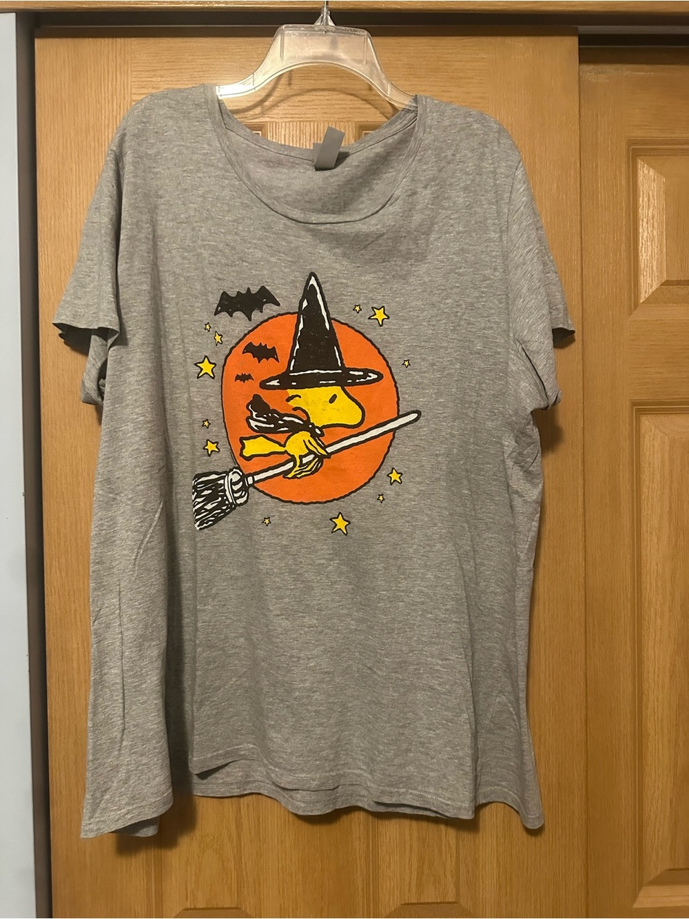 Women’s Grey Halloween Witch Graphic Tee - Casual Short Sleeve